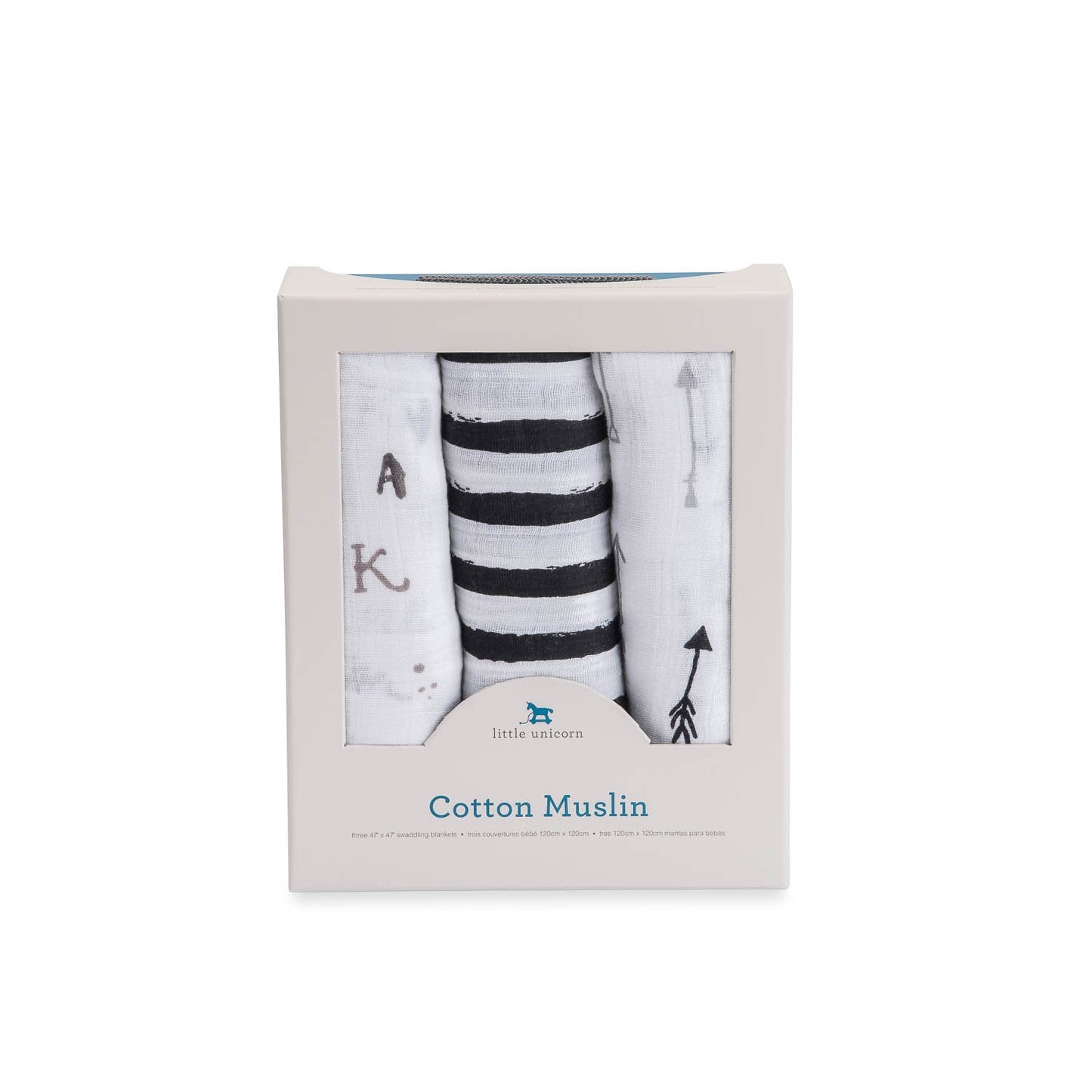 Black & White Musselina Swaddle Little Unicorn 3 pack