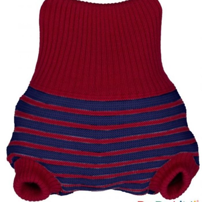 Popolini Capa de Lã Woolpant Knitted Berry-Dark Blue