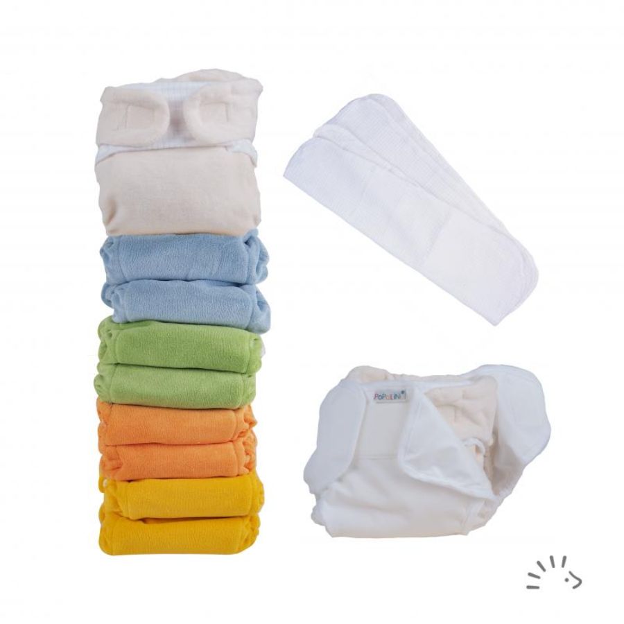 Taillierte Windel One Size Panda Pack-10 Komplett Popolini