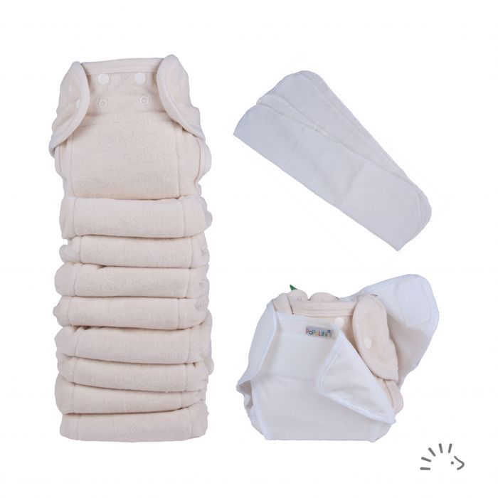 Couche Ajustée Taille Unique Bio OneSize Pack-10 Complete Popolini