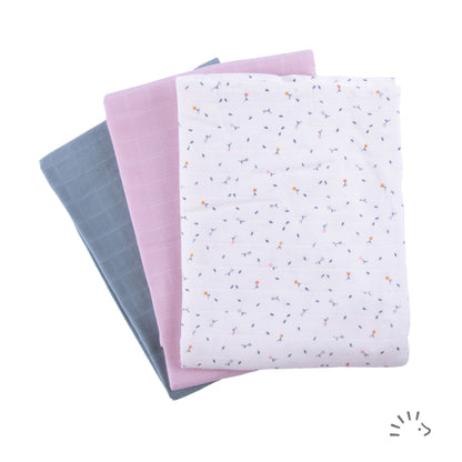 Musselina Algodão Orgânico 70x70 Pack-3 Popolini