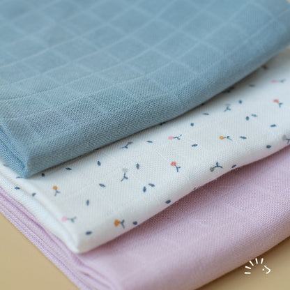 Musselina Algodão Orgânico 70x70 Pack-3 Popolini