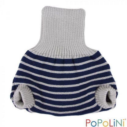 Popolini Capa de Lã Woolpant Knitted Grey Blue