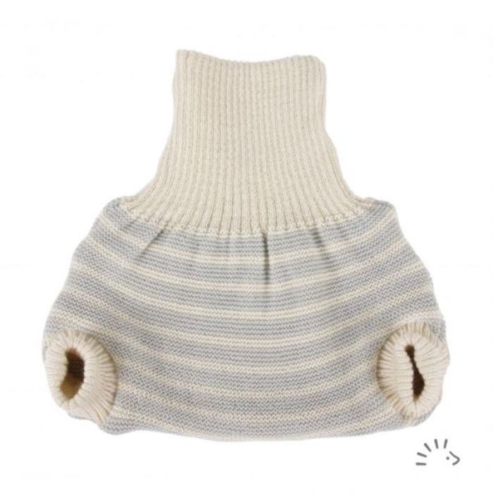 Popolini Capa de Lã Woolpant Knitted Grey-Ecru